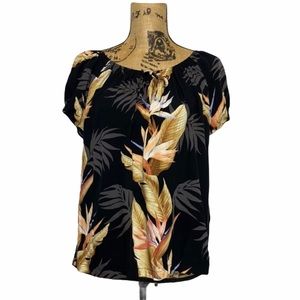 Hawaiian Reserve Collection Short Sleeves Floral Top M